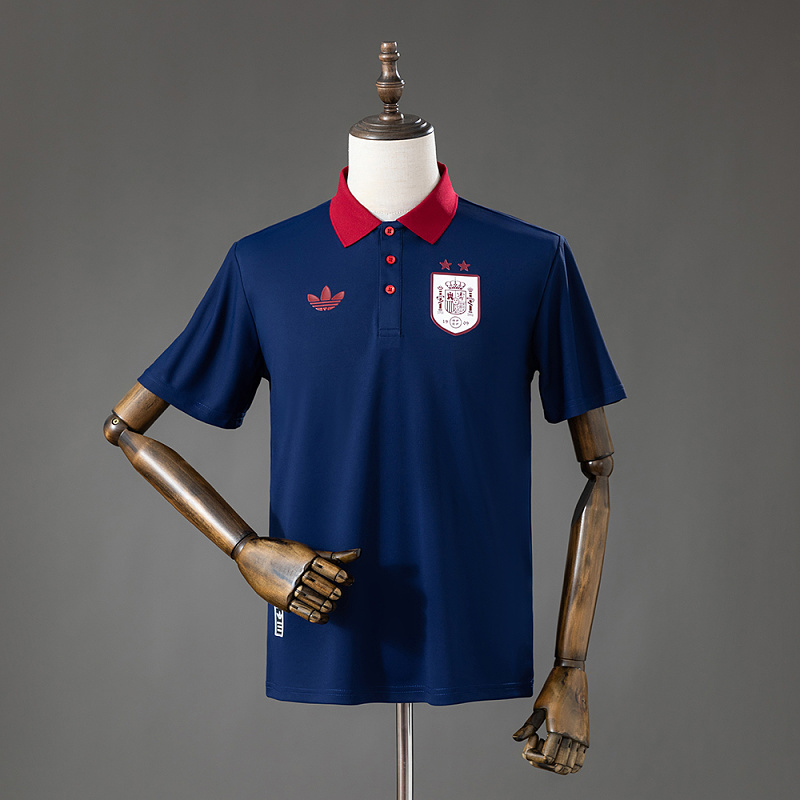 Spain 2026 2 Stars Lifestyler Polo Shirt - Blue