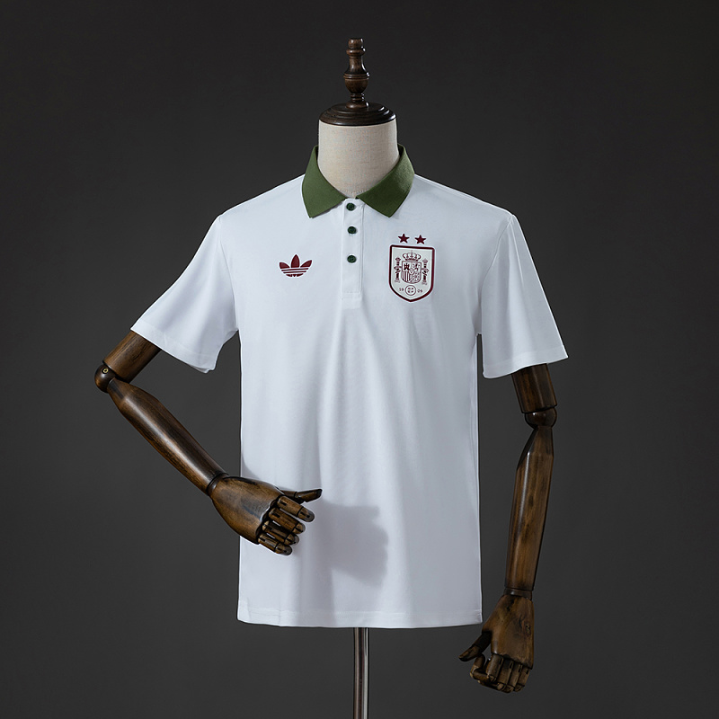 Spain 2026 2 Stars Lifestyler Polo Shirt - White
